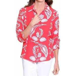 NEW TRU LUXE placement print button up shirt in red